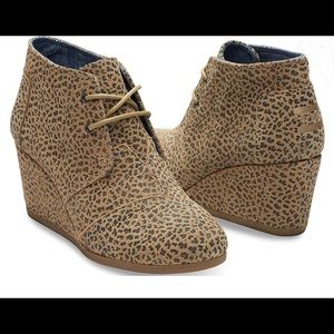 TOMS cheetah print lace up wedge